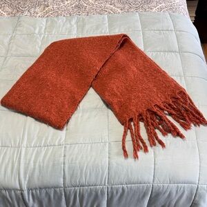 Rust Orange Fringed Scarf